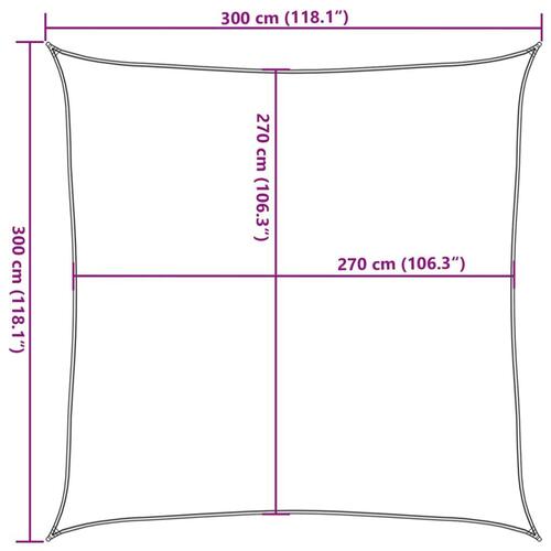 Solsejl 3x3 m 160 g/m² firkantet HDPE sandfarvet