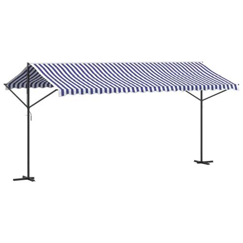 Fritstående markise 500x300 cm stof og stål blå og hvid