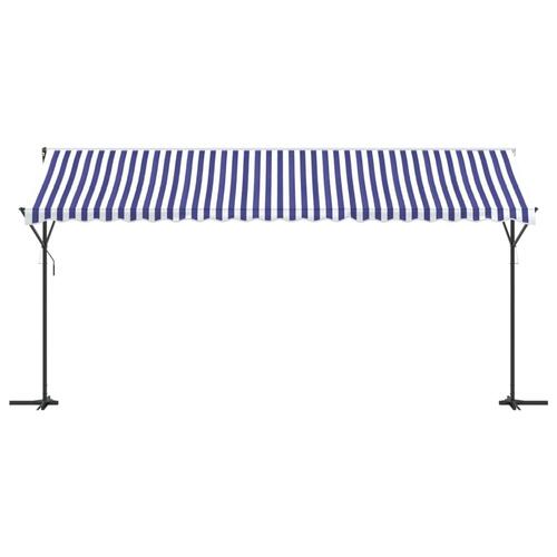 Fritstående markise 500x300 cm stof og stål blå og hvid