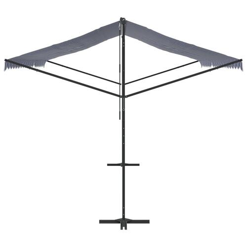 Fritstående markise 500x300 cm stof og stål blå og hvid