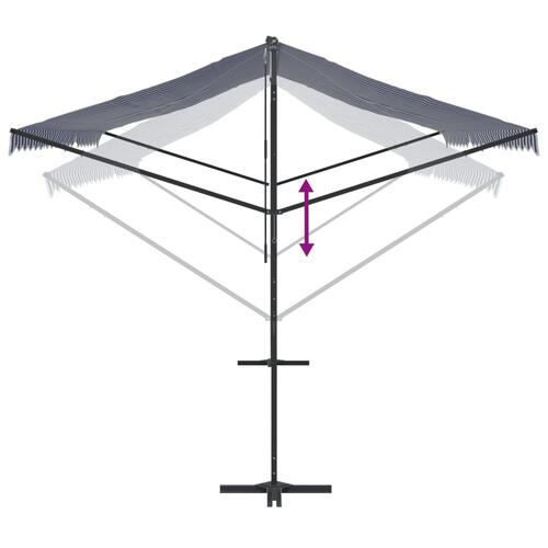 Fritstående markise 500x300 cm stof og stål blå og hvid