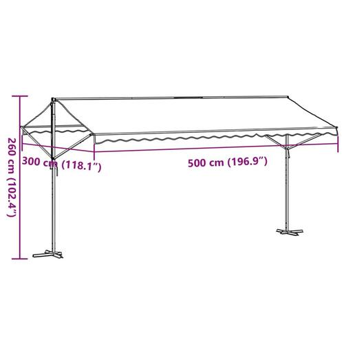 Fritstående markise 500x300 cm stof og stål blå og hvid