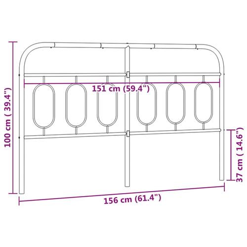 Sengegavl 150 cm metal sort