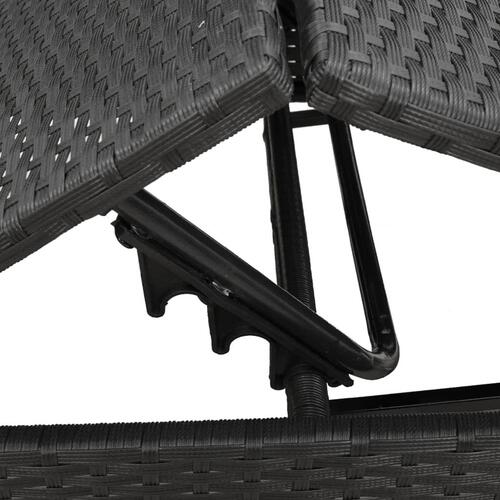 Liggestole 2 stk. med bord polyrattan sort