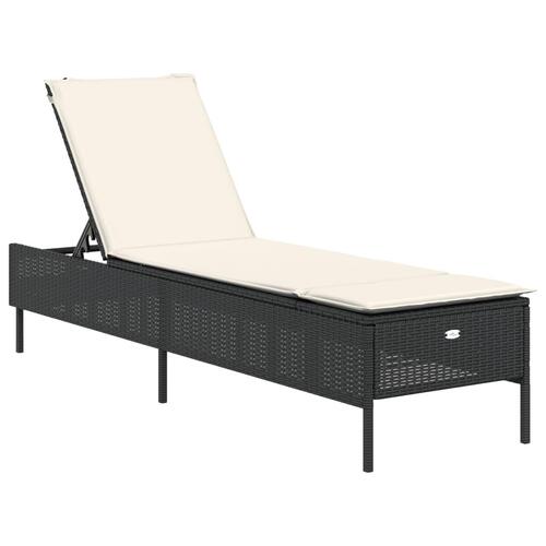 Liggestol med hynde polyrattan sort
