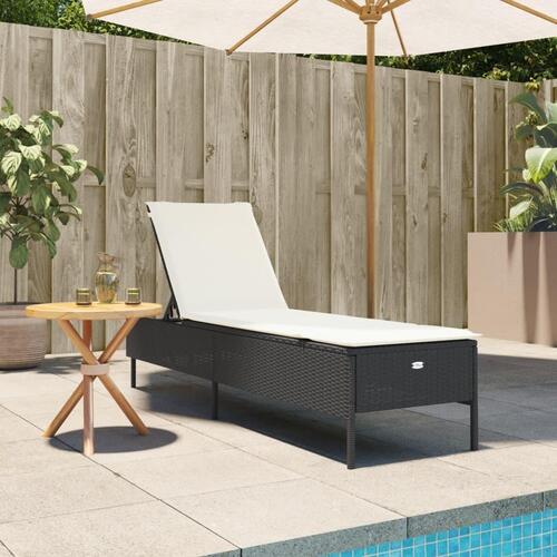 Liggestol med hynde polyrattan sort