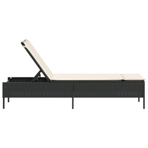 Liggestol med hynde polyrattan sort