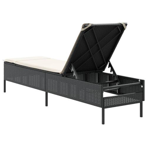 Liggestol med hynde polyrattan sort