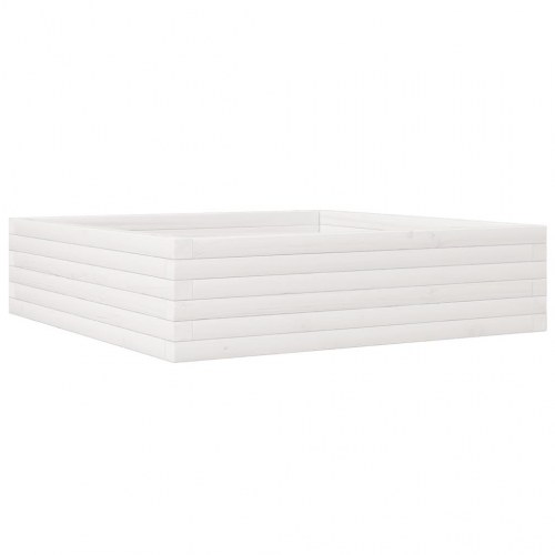 Plantekasse i massivt fyrretræ 90 x 90 x 23 cm - hvid