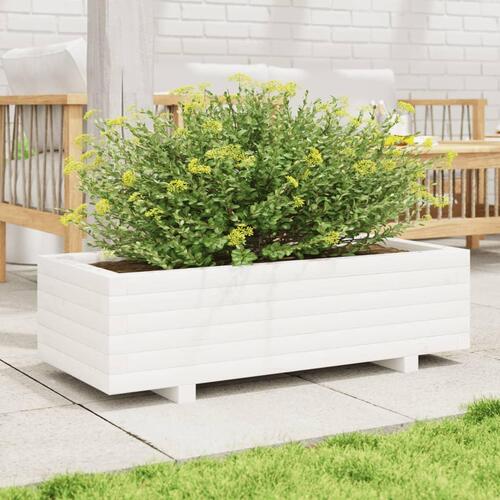 Plantekasse 90x40x26,5 cm massivt fyrretræ hvid