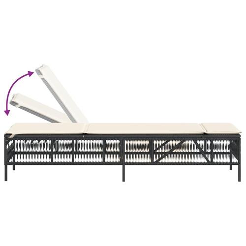 Liggestole 2 stk. med bord polyrattan sort