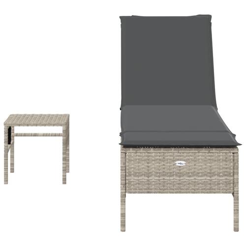 Loungesofa med bord og hynde polyrattan lysegrå