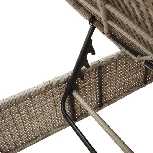 Loungesofa med bord og hynde polyrattan lysegrå