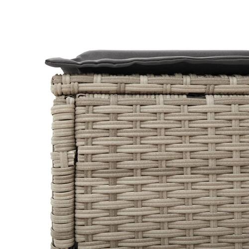 Loungesofa med bord og hynde polyrattan lysegrå