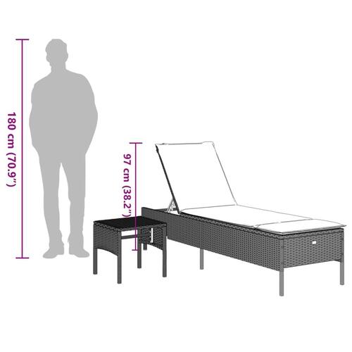 Loungesofa med bord og hynde polyrattan lysegrå
