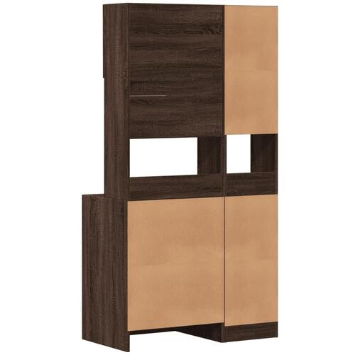 Køkkenskab 95x50x180 cm konstrueret træ brun egetræsfarve