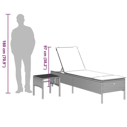 Loungesofa med bord og hynde polyrattan beige