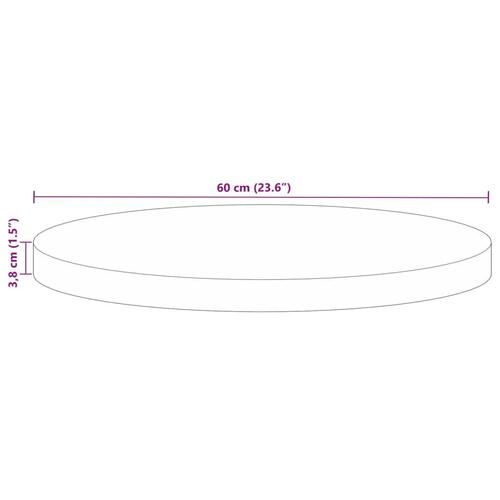 Bordplade Ø60x3,8 cm rund massivt genbrugstræ