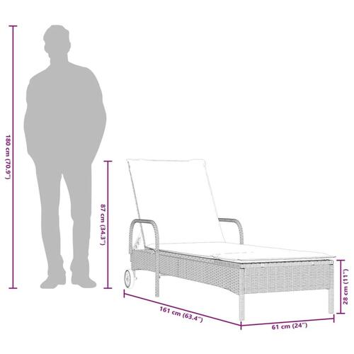 Liggestole 2 stk. med hynder polyrattan lysegrå