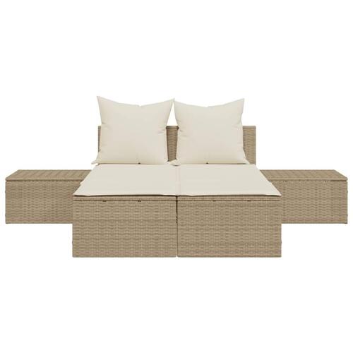 Solseng med hynder polyrattan beige