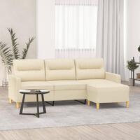 3-personers sofa med fodskammel 180 cm stof Cremefarvet