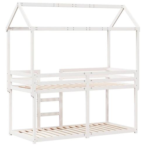Køjeseng med tag 90x190 cm massivt fyrretræ hvid