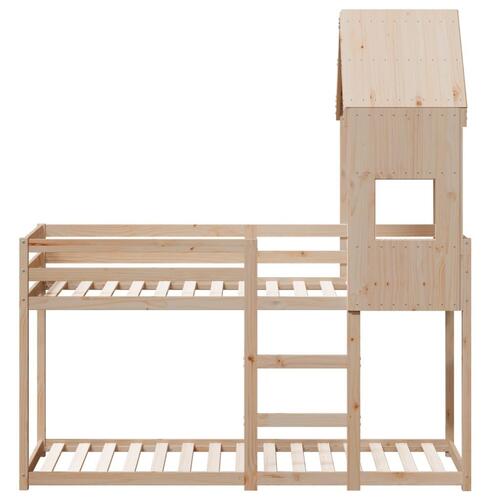 Køjeseng med tag 90x190 cm massivt fyrretræ hvid