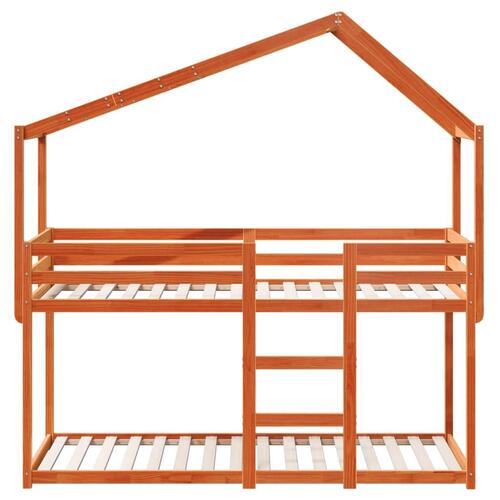 Køjeseng med tag 75x190 cm massivt fyrretræ gyldenbrun