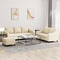3 personers sofa med hynder stof cremefarvet