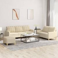 3 personers sofa med hynder stof cremefarvet