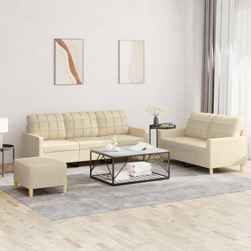 3 personers sofa med hynder stof cremefarvet