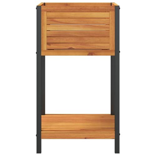 Plantekasse med hylde 45x45x80 cm massivt akacietræ og stål