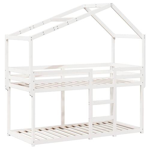 Køjeseng med tag 90x190 cm massivt fyrretræ hvid