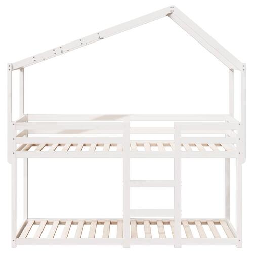 Køjeseng med tag 90x190 cm massivt fyrretræ hvid