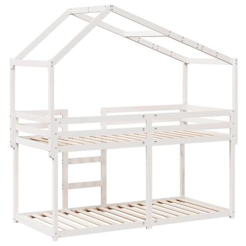 Køjeseng med tag 90x190 cm massivt fyrretræ hvid