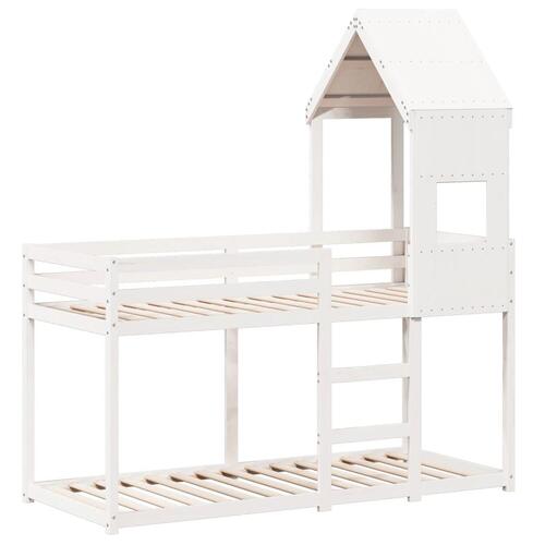 Køjeseng med tag 75x190 cm massivt fyrretræ hvid