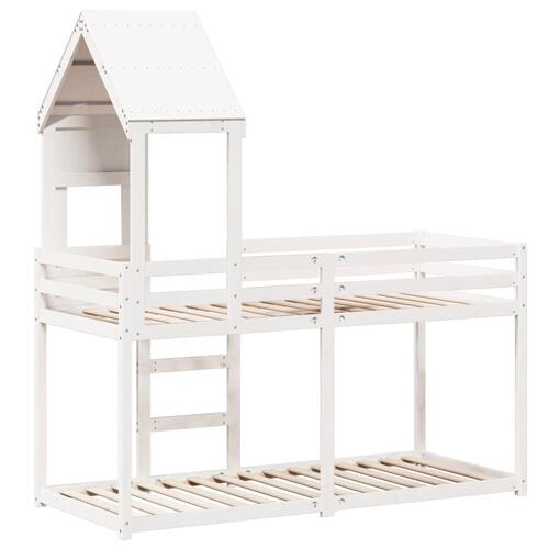 Køjeseng med tag 75x190 cm massivt fyrretræ hvid