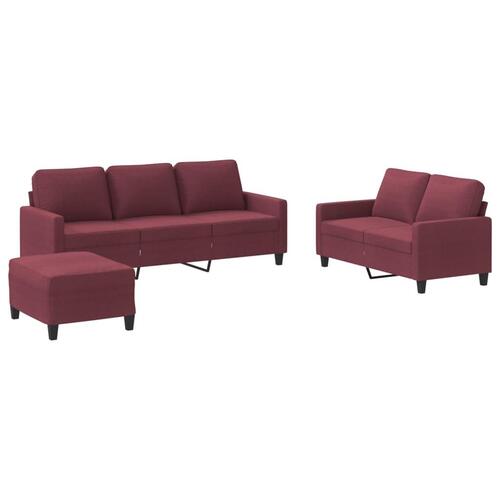 2 personers sofa med hynder stof vinrød