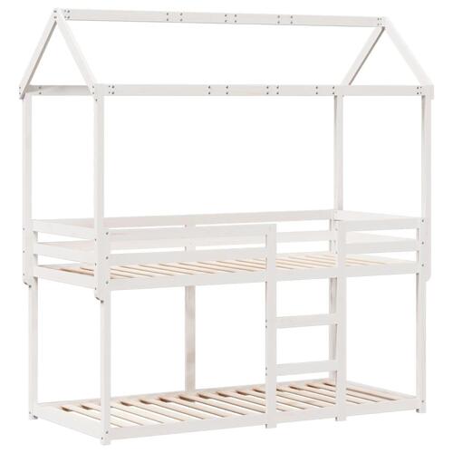 Køjeseng med tag 90x200 cm massivt fyrretræ hvid