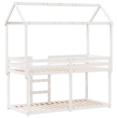 Køjeseng med tag 90x200 cm massivt fyrretræ hvid
