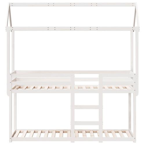 Køjeseng med tag 80x200 cm massivt fyrretræ hvid