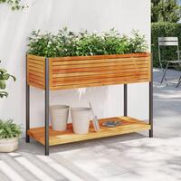 Plantekasse med hylde 110x45x80 cm massivt akacietræ og stål