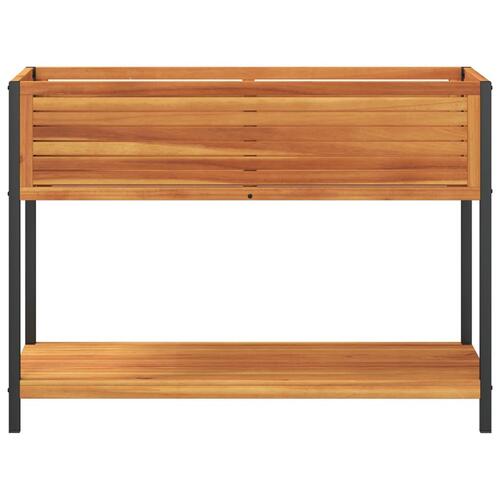 Plantekasse med hylde 110x45x80 cm massivt akacietræ og stål