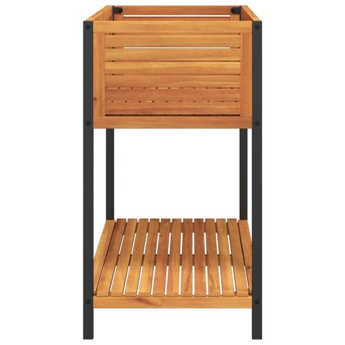 Plantekasse med hylde 110x45x80 cm massivt akacietræ og stål