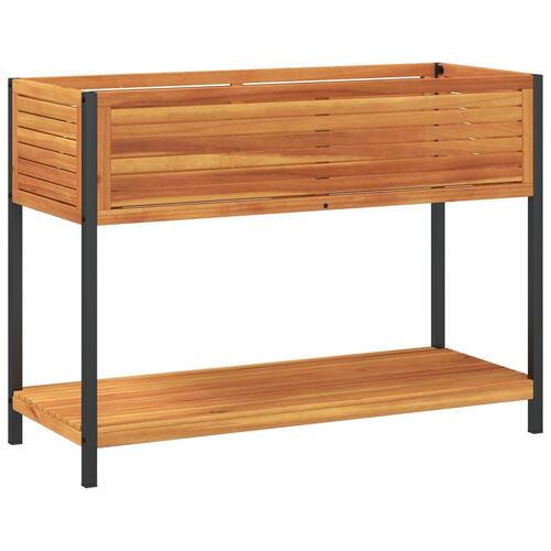 Plantekasse med hylde 110x45x80 cm massivt akacietræ og stål