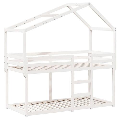Køjeseng med tag 75x190 cm massivt fyrretræ hvid