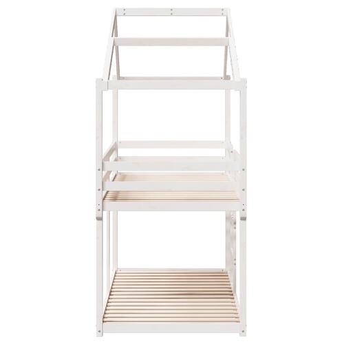 Køjeseng med tag 75x190 cm massivt fyrretræ hvid