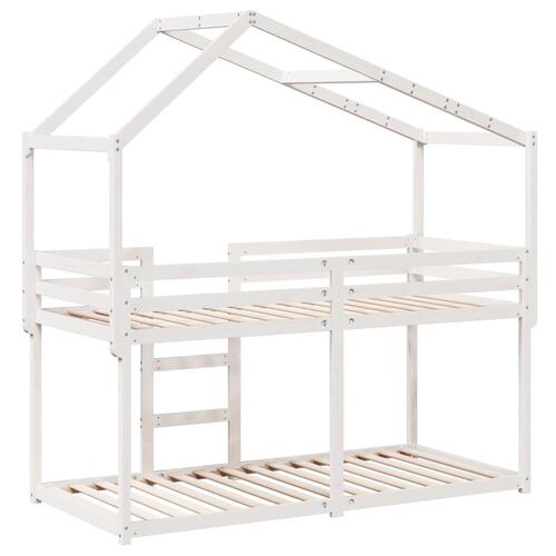 Køjeseng med tag 75x190 cm massivt fyrretræ hvid