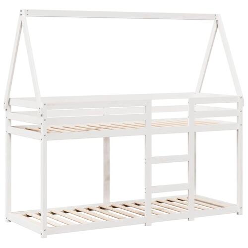Køjeseng med tag 75x190 cm massivt fyrretræ hvid