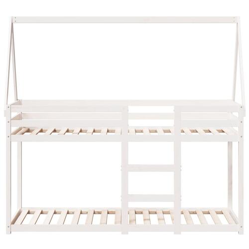 Køjeseng med tag 75x190 cm massivt fyrretræ hvid